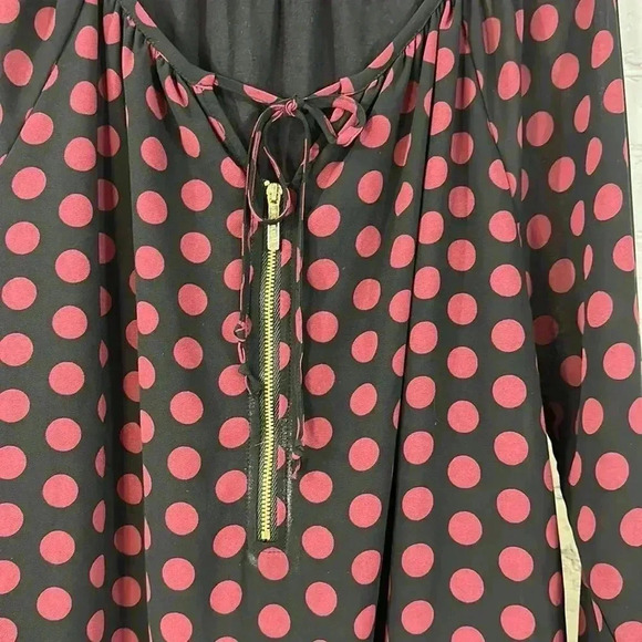 MICHAEL Michael Kors Polka Dot Burgundy/Black Blouse - Picture 4 of 5